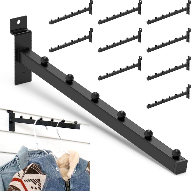 BFPeaky 12 Inch Waterfall Slatwall Hooks, 10-PC, Slatwall Accessories, SlatwallHooks and Hangers, SlatwallHooks for Clothing, Retail, Garage, Shop Display (6 Balls per Hooks, Black) - Image 1